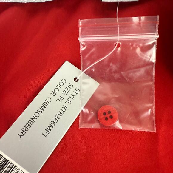 Signature by Larry Levine Women's Petite PL Red Button Down Blouse New Office - Picture 8 of 14